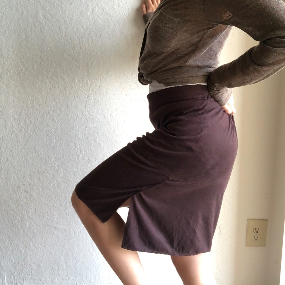 Max Studio Basic Brown Midi Skirt Polyester - image 2